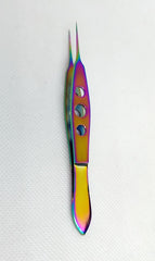 Ophthalmic Corneal Forceps Multi PVD Coating Straight, 0.12mm, Stainless Steel