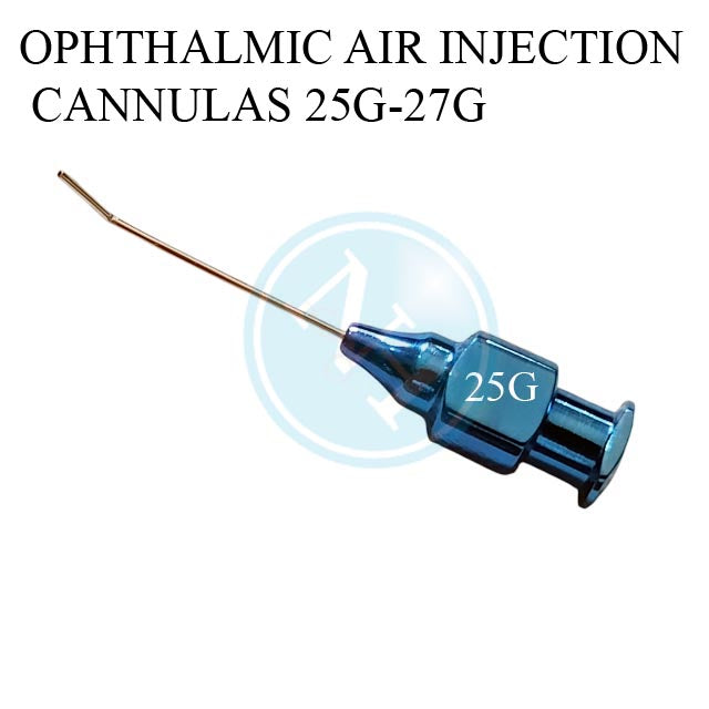 Titanium Ophthalmic Air Injection Cannula 25G/27G, Angled 5mm