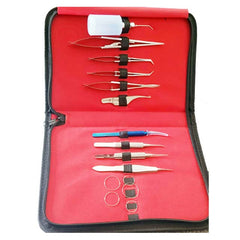 Stainless Steel Ophthalmic Corneal Transplant Surgery Set - 15 Pcs with Leather Pouch
