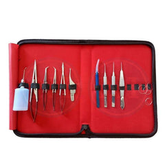 Stainless Steel Ophthalmic Corneal Transplant Surgery Set - 15 Pcs with Leather Pouch