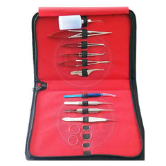 Stainless Steel Ophthalmic Corneal Transplant Surgery Set - 15 Pcs with Leather Pouch