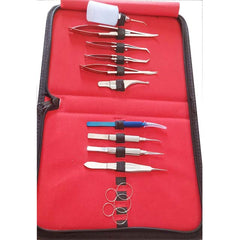Stainless Steel Ophthalmic Corneal Transplant Surgery Set - 15 Pcs with Leather Pouch