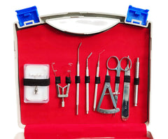 BASIC OPHTHALMIC CATARACT SET 12 PCS STAINLESS STEEL WITH LEATHER KIT POUCH
