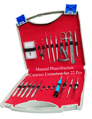BASIC OPHTHALMIC CATARACT SET 12 PCS STAINLESS STEEL WITH LEATHER KIT POUCH
