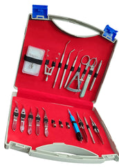 BASIC OPHTHALMIC CATARACT SET 12 PCS STAINLESS STEEL WITH LEATHER KIT POUCH