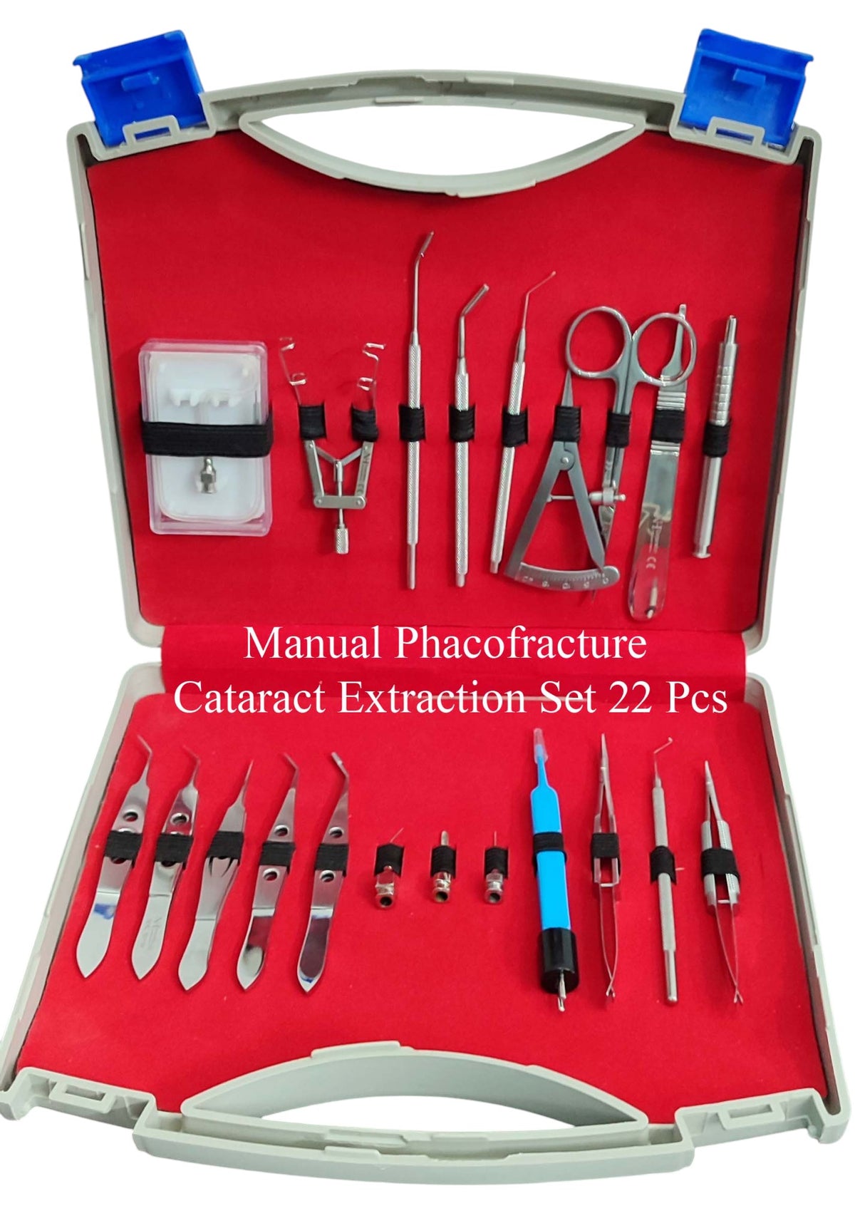 BASIC OPHTHALMIC CATARACT SET 12 PCS STAINLESS STEEL WITH LEATHER KIT POUCH