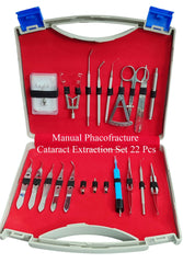 BASIC OPHTHALMIC CATARACT SET 12 PCS STAINLESS STEEL WITH LEATHER KIT POUCH