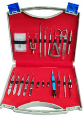 BASIC OPHTHALMIC CATARACT SET 12 PCS STAINLESS STEEL WITH LEATHER KIT POUCH