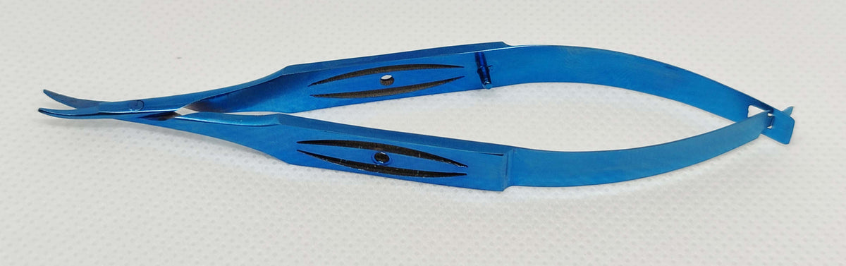 TITANIUM CORNEAL SCISSOR CURVED BLUNT TIPS MEDIUM BLADES 11cm 4 1/2 inches