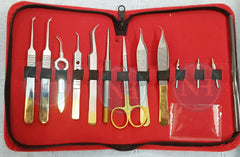BASIC HAIR TRANSPLANT INSTRUMENTS KIT 12 PCS WITH LEATHER POUCH