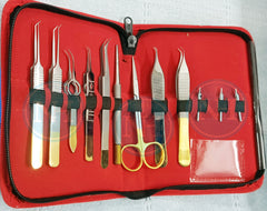 BASIC HAIR TRANSPLANT INSTRUMENTS KIT 12 PCS WITH LEATHER POUCH