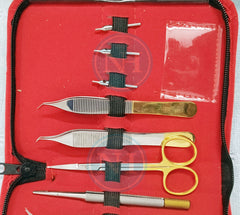 BASIC HAIR TRANSPLANT INSTRUMENTS KIT 12 PCS WITH LEATHER POUCH