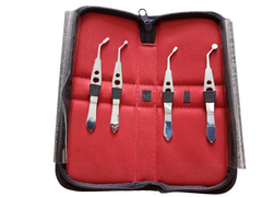 Meibomian Gland Expressors Massage Forceps Stainless Steel 4 Pcs Set with Leather Pouch