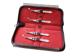 Meibomian Gland Expressors Massage Forceps Stainless Steel 4 Pcs Set with Leather Pouch