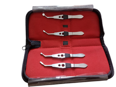 Meibomian Gland Expressors Massage Forceps Stainless Steel 4 Pcs Set with Leather Pouch