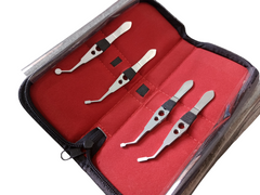 Meibomian Gland Expressors Massage Forceps Stainless Steel 4 Pcs Set with Leather Pouch
