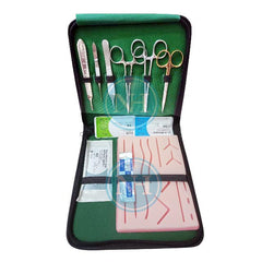 Student Basic Suture Practice Kit/Training Kit 19 Pieces with Leather Pouch