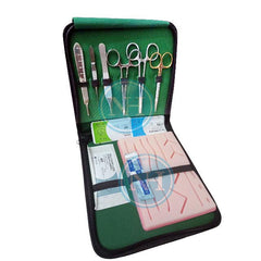 Student Basic Suture Practice Kit/Training Kit 19 Pieces with Leather Pouch