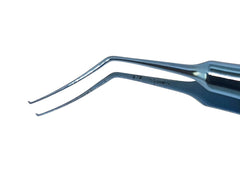 Titanium Utrata Capsulorhexis Forceps Angled, Curved, Round Handle