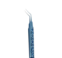 Titanium Utrata Capsulorhexis Forceps Angled, Curved, Round Handle
