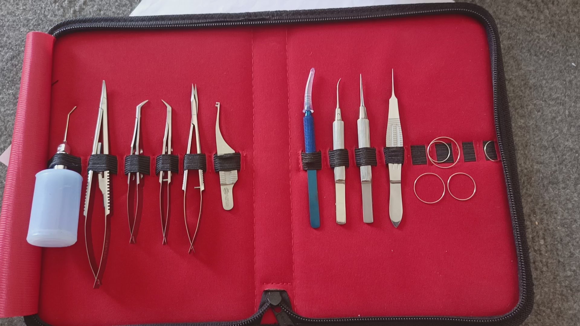 Stainless Steel Ophthalmic Corneal Transplant Surgery Set - 15 Pcs with Leather Pouch